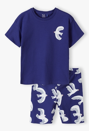 Dzianinowy komplet na lato - granatowy w mewy - Limited Edition