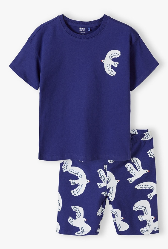 Dzianinowy komplet na lato - granatowy w mewy - Limited Edition