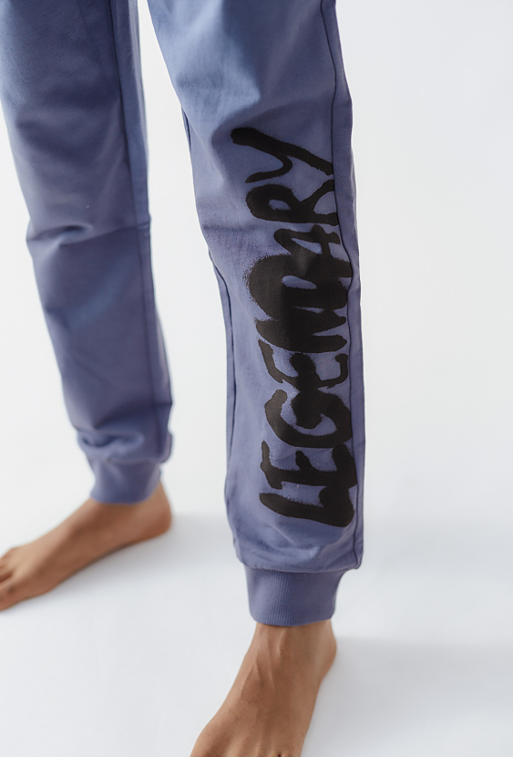 Dresowe spodnie z miękkiej dzianiny dresowej - niebieskie