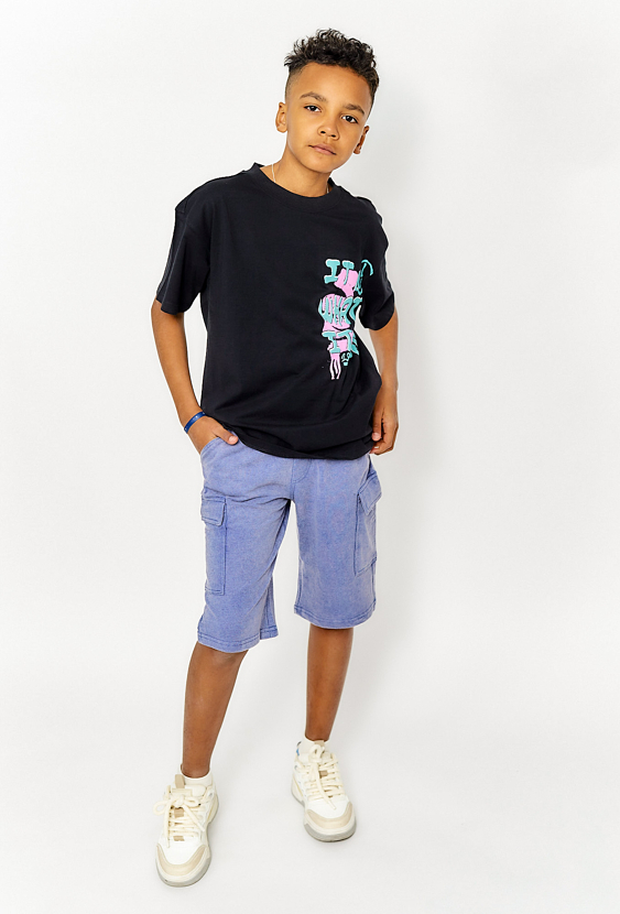 Szorty cargo dla chłopca – niebieskie z kieszeniami