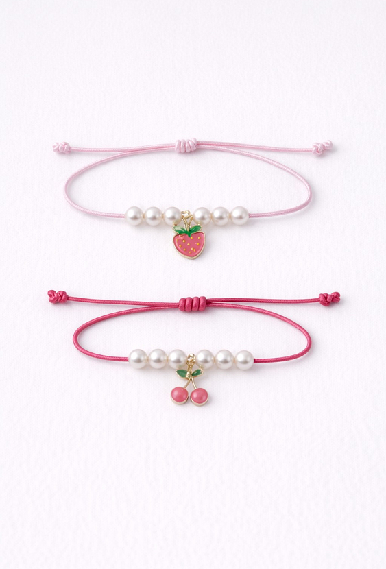 Bransoletki dla dziewczynki z owocami i perełkami