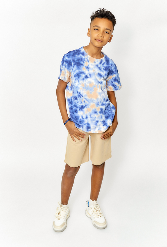 Chłopięce szorty dresowe - beżowe z boczną kieszenią