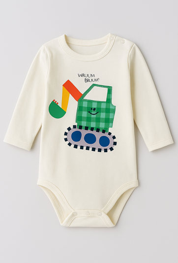 Body z długim rękawem i nadrukiem koparki