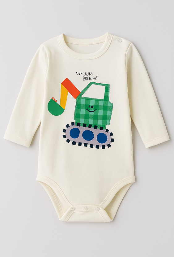 Body z długim rękawem i nadrukiem koparki