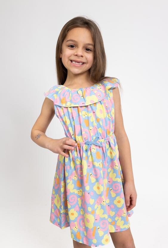 Dziewczęca sukienka bez rękawów z ozdobną falbaną