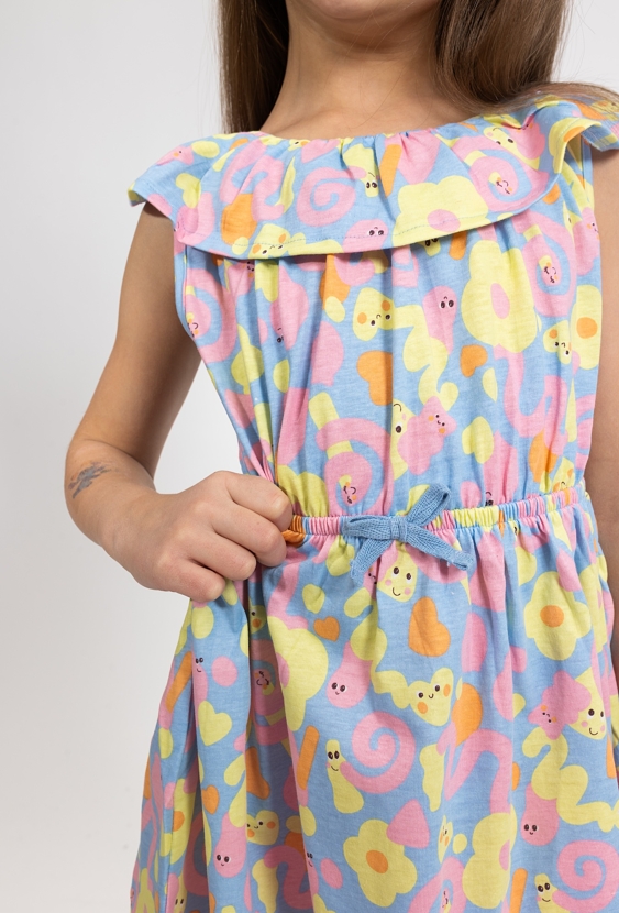 Dziewczęca sukienka bez rękawów z ozdobną falbaną