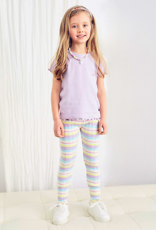 Kolorowe legginsy dziewczęce w prążki - 5.10.15.