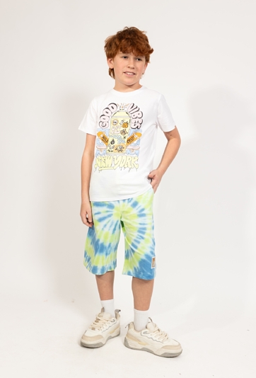 Chłopięce szorty dzianinowe z efektem tie-dye