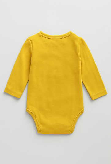 Body niemowlęce – żółte z napisem „moja bryka”