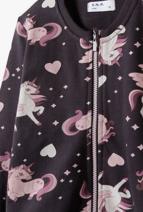 Bluza dziewczęca w jednorożce - fioletowa - 5.10.15.