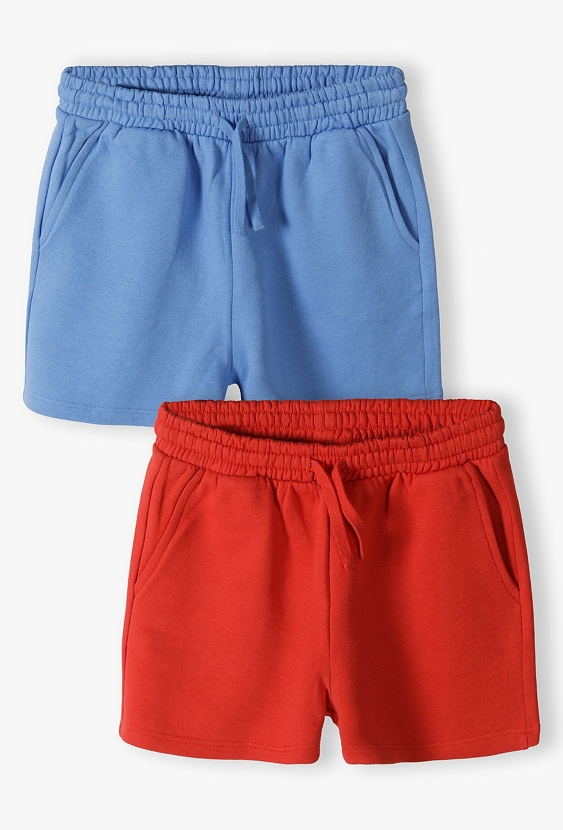 Dzianinowe szorty dla dziewczynki - czerwone i niebieskie