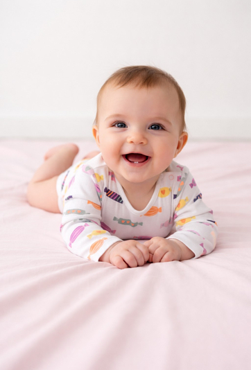 Białe body niemowlęce z nadrukiem w cukierki