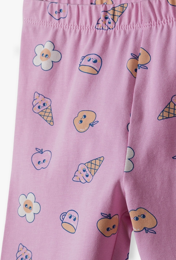 Różowe leginsy dziewczęce w kolorowe wzorki - 5.10.15.