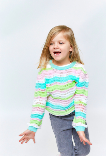 Kolorowy, bawełniany sweter dla dziewczynki