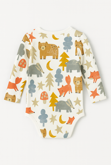 Body chłopięce z długim rękawem i nadrukiem leśnych zwierząt