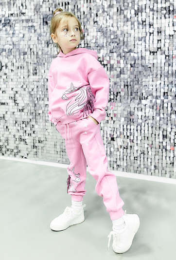 Różowe spodnie dresowe z jednorożcem dla dziewczynki - 5.10.15.