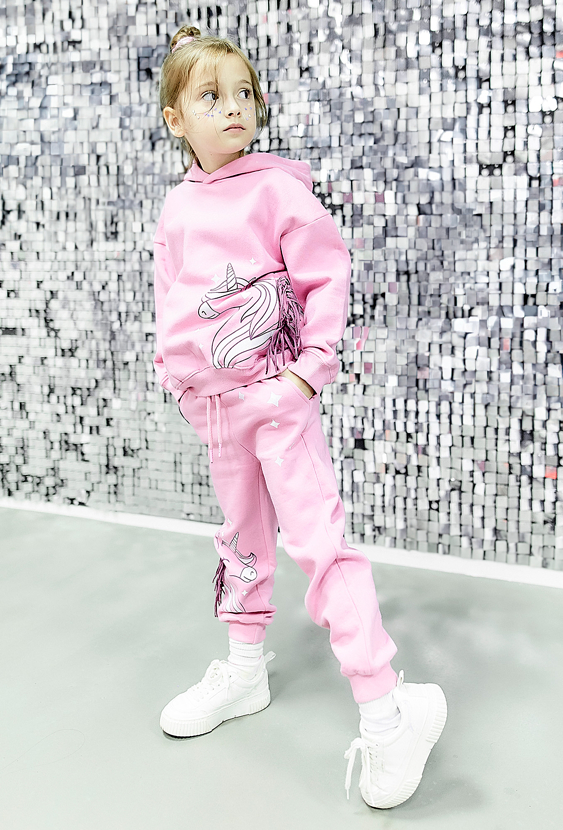 Różowe spodnie dresowe z jednorożcem dla dziewczynki - 5.10.15.
