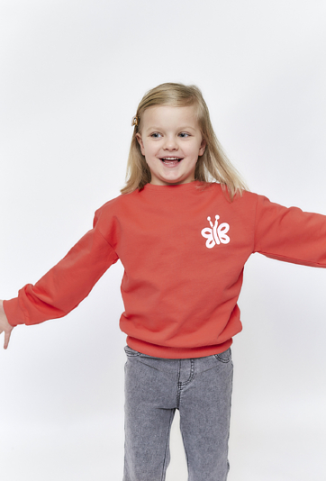 Dziewczęca bluza bawełniana - czerwona z motylkiem