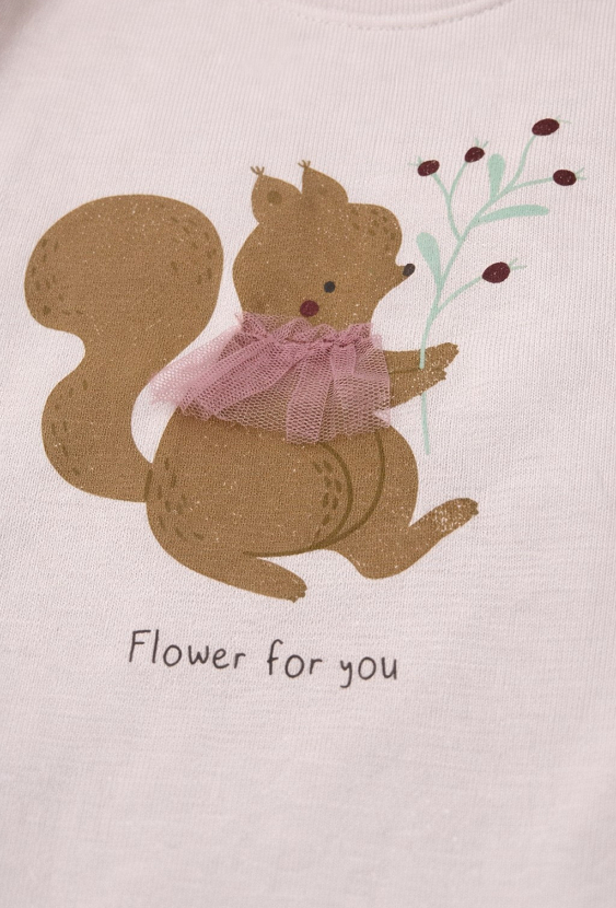 Body z długim rękawem dla dziewczynki – wiewiórka