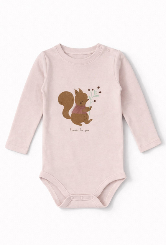 Body z długim rękawem dla dziewczynki – wiewiórka